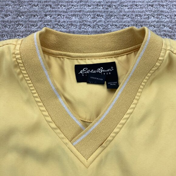 Vintage Eddie Bauer Golf Windbreaker Jacket Pullover V-Neck Men Medium M Yellow - Picture 3 of 15